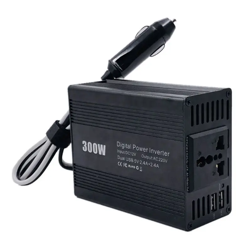 Автомобильный инвертор 300W Dual USB DC12-AC110V/220 V адаптер зарядного устройства H4GC