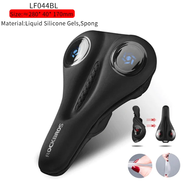 LF044BL ROCKBROS велосипедное седло полое дышащее Силиконовое MTB Велосипедное Сиденье чехол для подушки коврик силикагель седло велосипедные аксессуары Запчасти - Цвет: LF044BL