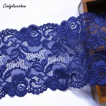 

2 Yards 15 cm Width Stretch Lace Ribbon Lace Trim Dark Blue Elastic Lace Fabrics Bra Lingerie Underwear Garters Sewing Materials