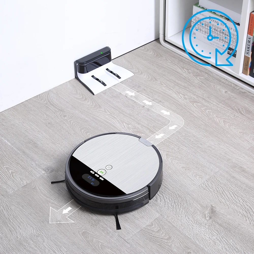 ILIFE V8s Robot Vacuum Cleaner Sweep&Wet Mop Navigation Planned Cleaning 0.75L Dustbin Adjustable Water Tank Schedule Household