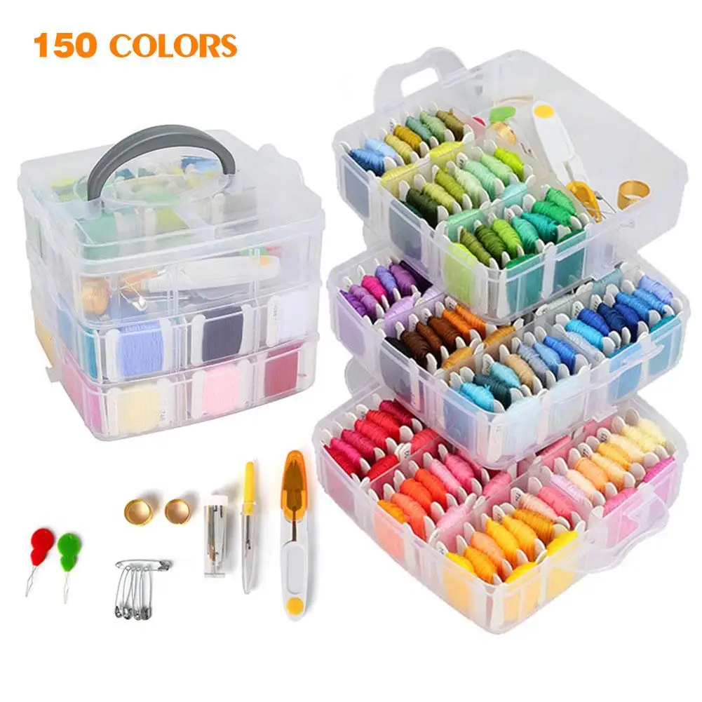 

150 Colors Portable Sewing Box Kitting Needles Kits Tools Quilting Thread Stitching Embroidery Craft Sewing Home Handicraft