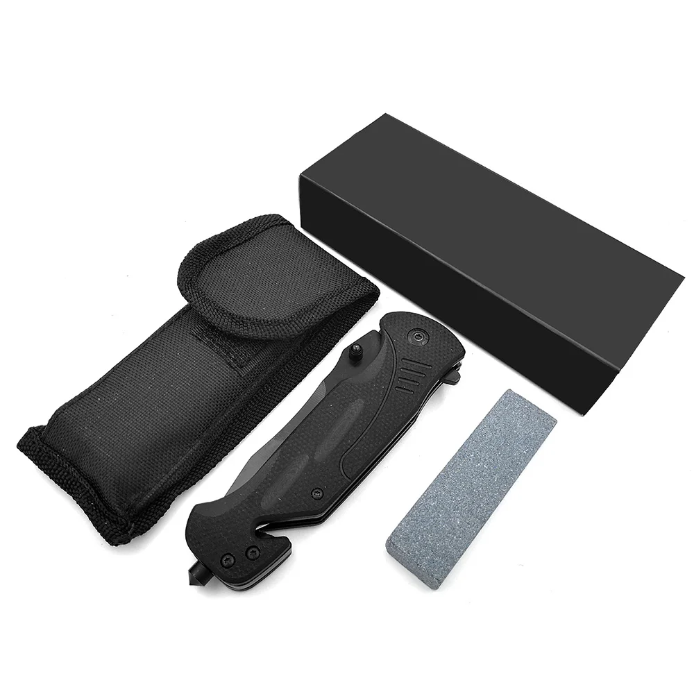 

PRIVEST Folding Knife Tactical Survival Knives Multifunction Outdoor Camping Military Combat Knife Multitool G10 With Whetstone