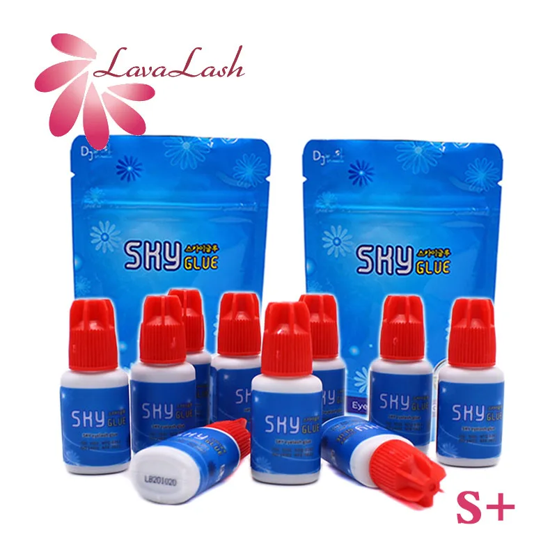 10 Bottles SKY Glue for Eyelash Extension Korea Original Sky Plus 5ml Red Cap Beauty Shop Makeups Tools Lasting with Sealed Bag | Красота и