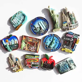 

New York Las Vegas Fridge Magnets Souvenir USA Cultural 3D Resin Hand Painted Refrigerator Sticker Home Decor Gift Ideas