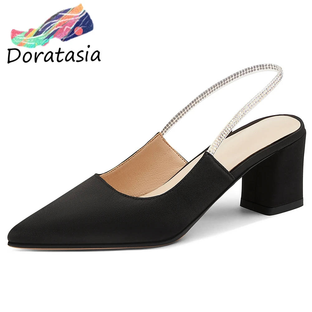 

DORATASIA Women Pointed Toe Back Strap High Heels Solid Casual Shoes Brand Designer Sandals Women Fashion Sandals