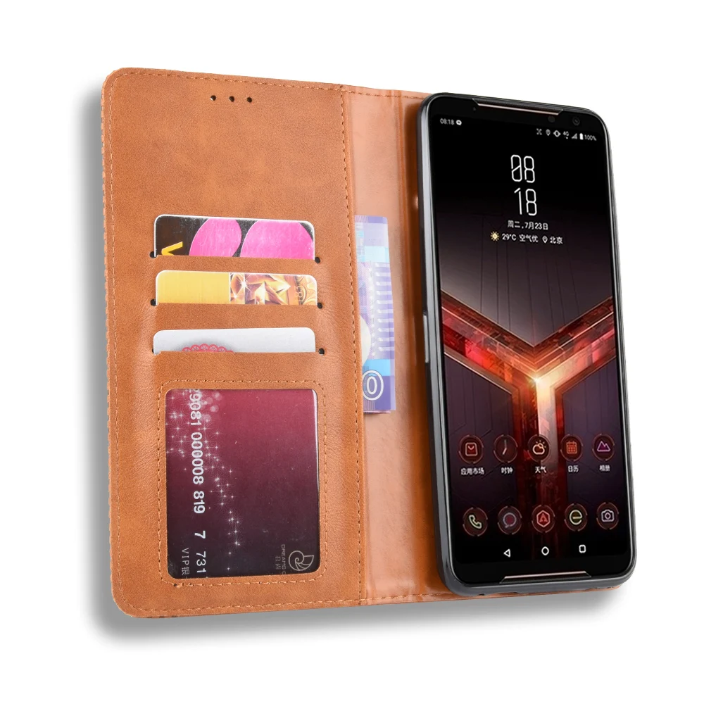 Роскошный Ретро Тонкий кожаный флип-чехол Asus ROG Phone II 2 Чехол-подставка Магнитный чехол-книжка для Asus ZS660KL чехлы для телефонов