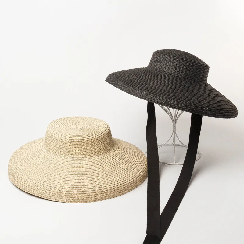

Spring And Summer New Style Shallow Flat Roof Large Brim with Bandage Cloth Papyrus Bowler Hat Stage Catwalks Concave Modeling C