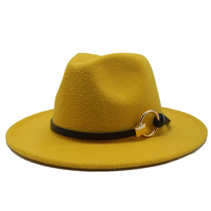 yellow Seioum/осенне-зимняя шерстяная мужская фетровая шляпа для женщин, женская шляпа sombrero jazz, мужская шляпа-котелок, уличная винтажная верхняя шляпа - Цвет: yellow