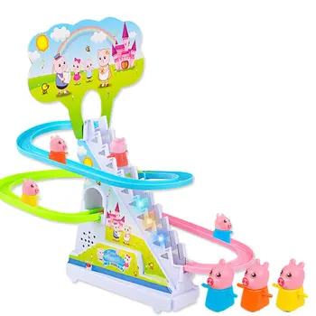 

Pig Crawling Stairs Light Music Track Pink Pig Baby Toys Electric Track Puzzle Boy Girl Parent-Child Interactive Toy Kids Gift