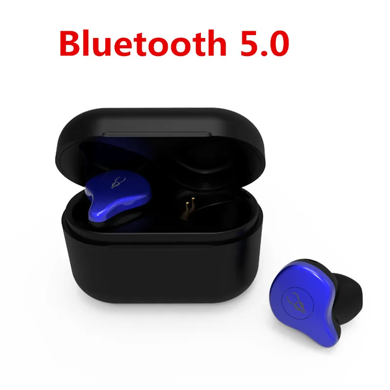 Беспроводные Bluetooth наушники 5,0 с зарядным ящиком, черные бинауральные наушники-вкладыши, спортивные наушники для бега, розовая Водонепроницаемая стереогарнитура - Цвет: royal blue