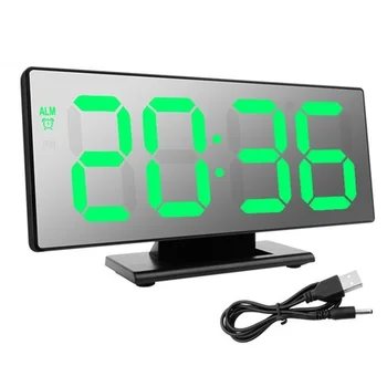 

Digital Alarm Clock Table Temperature Display Multifunction Snooze Night Large Number Display LED Desktop Mirrior Alarm Clocks