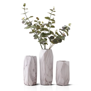 

Vase Ins Style Home Furnishing Ornament Indoor Dry The Flowers Ceramics Ornament Table Stone Print Geometry Flower Organ