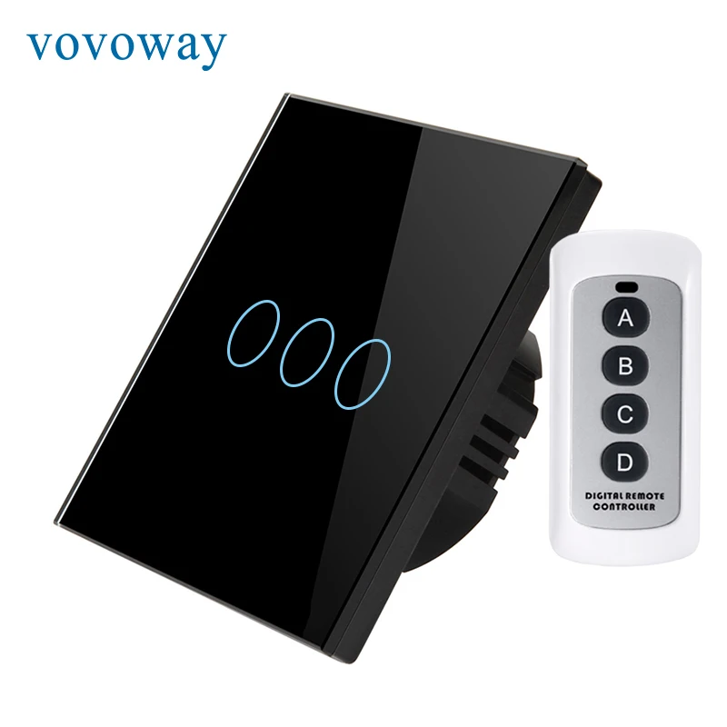 Vovoway EU Touch switch RF433MHz wireless remote control light switch interrupter 1gang AC110V 220V Single wire control