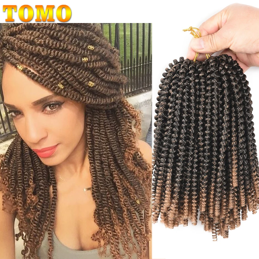 Tomo 8inch 30strands Spring Twist Crochet Braids Ombre Synthetic