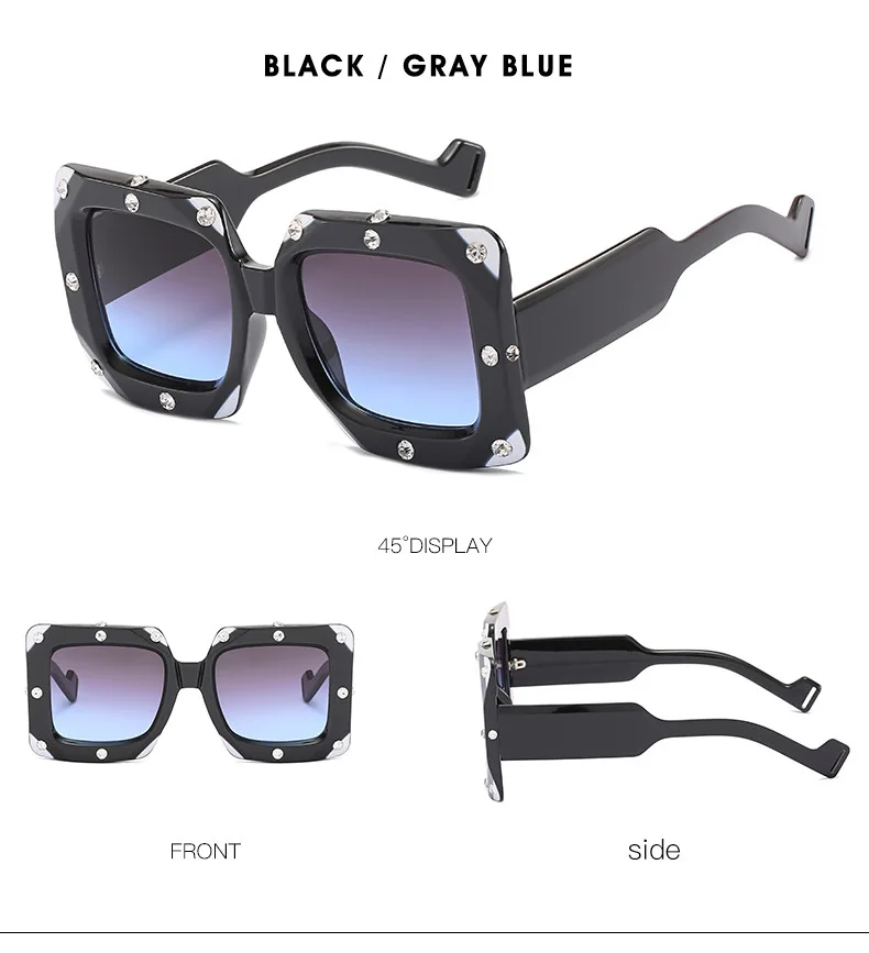 47152, инкрустированные бриллиантами Квадратные Солнцезащитные очки с большой каймой, женские европейские и американские модные женские солнцезащитные очки UV400