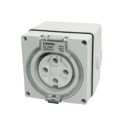 

AC 500V 32A IP66 Three Phase 4 Round Pin 56SO432 Industrial Socket Connector