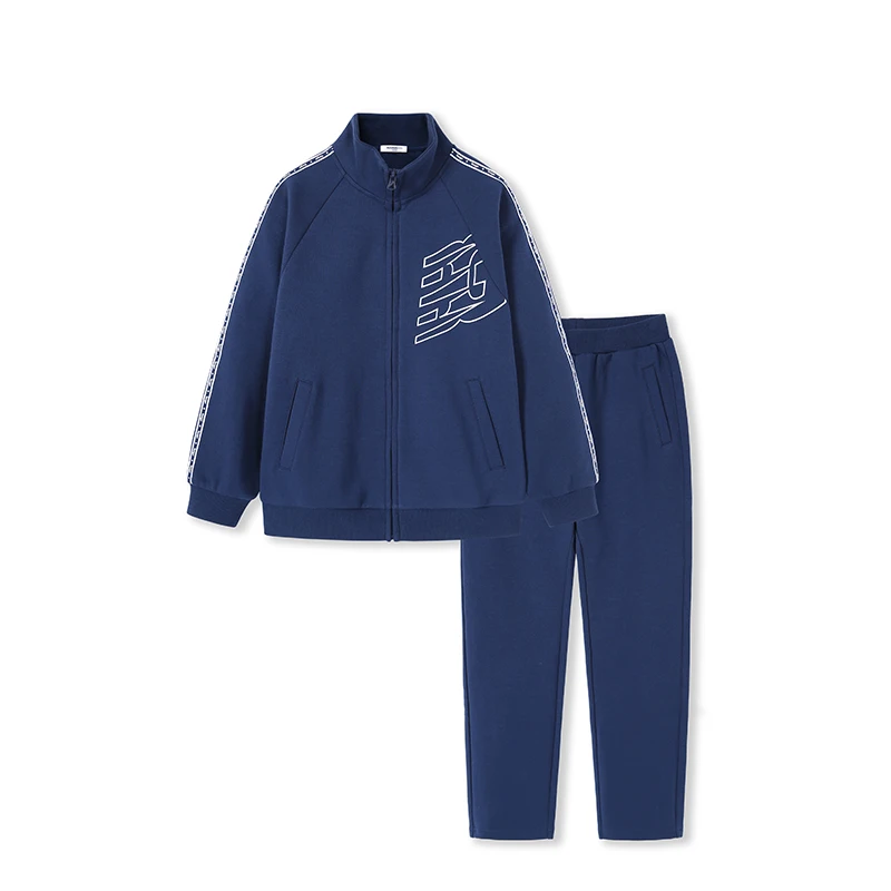Детская одежда костюм для мальчиков Новая Осенняя детская одежда из двух предметов Спортивная простая одежда - Цвет: Dark blue