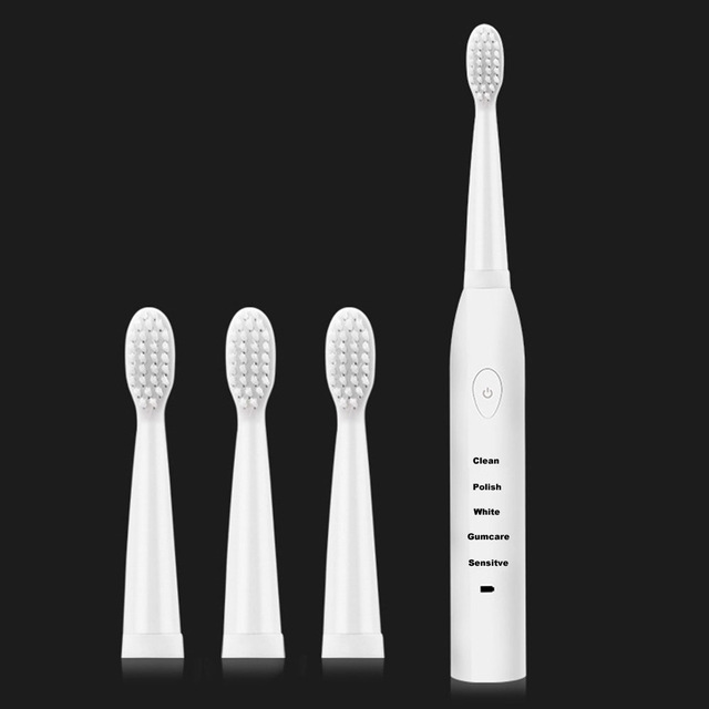 Sonic Electric Toothbrush for Adults Kid Smart Timer Whitening IPX7 Waterproof USB Charging with 3 Replaceable Brush Heads
