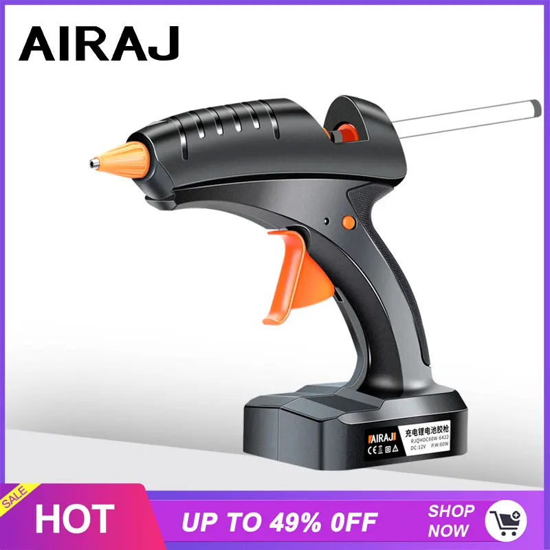 

AIRAJ 3.7V/8.4V/12.6V Wireless Rechargeable Lithium Battery Hot Melt Glue Gun for Manual DIY Home Repair Electric Glue Gun