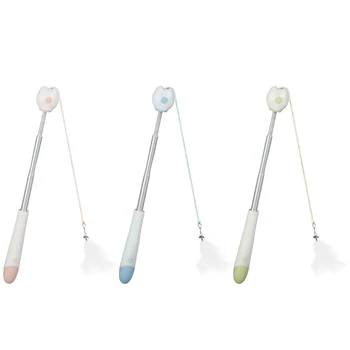 

Interactive Cat Stretch Rod Teaser Wand Kitten Retractable String Feather Toys Pet Cat LED Chase Toys