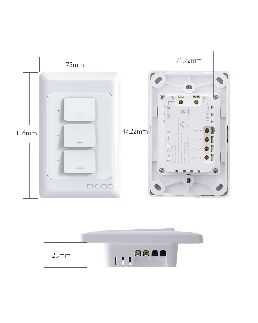 DIGOO DG-S811 AC100V-250V 600W 1/2/3 Смарт WI-FI настенный переключатель приложение пульта дистанционного управления работа с Alexa и Google Assistant