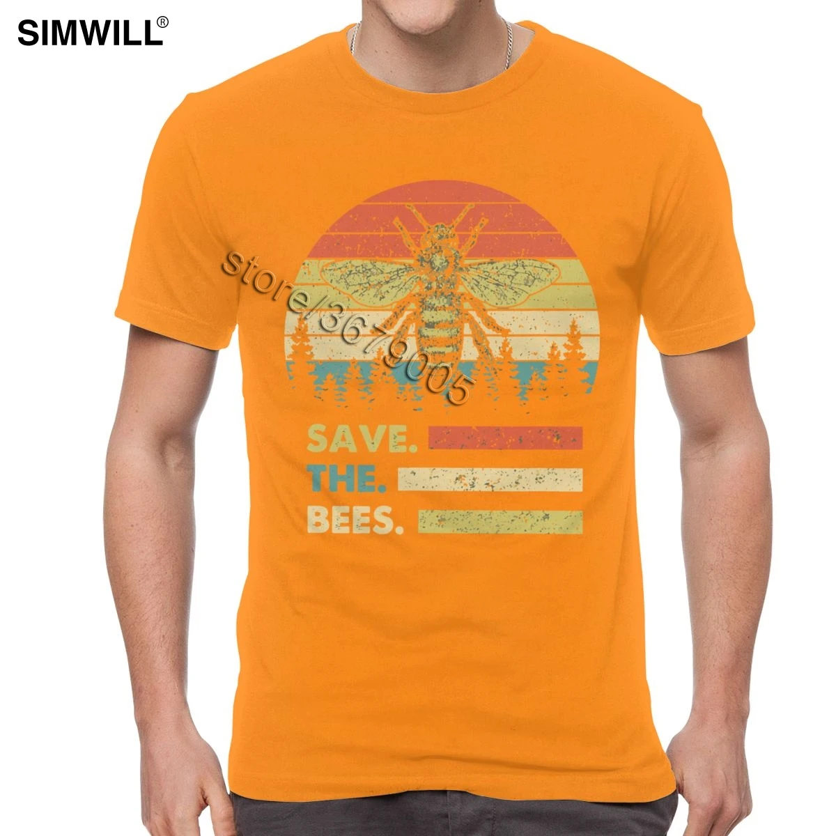 Urban vintage Save The Bee, Мужская футболка, хлопок, пчелиный хранитель, футболки, короткий рукав, летняя футболка, проблемная, с графическим принтом, футболка «honey» - Цвет: Оранжевый