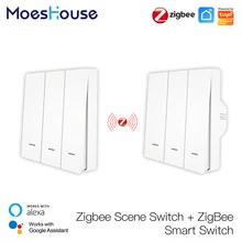 Tuya ZigBee Light Switch with Transmitter Kit No Neutral Wire No Capacitor Required works with Alexa Google Home Smart Life
