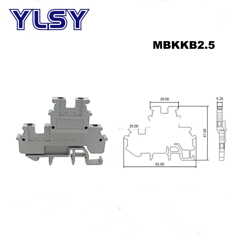 10/15/50 шт. Din rail dual row клеммные колодки MBKKB2.5 винт провода электрического двойной