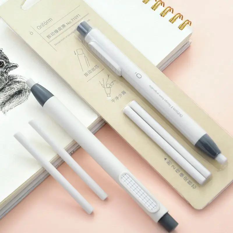 

Refillable Pen Shape Rubber Press Type Mechanical Eraser School Stationery Art