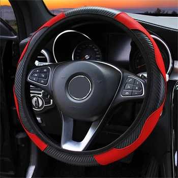 

Universal Leather Car Steering Wheel Cover For Mercedes Benz AMG C E S CLS CLK CLA SLK W124 Anti-Slip Dust-proof Car styling
