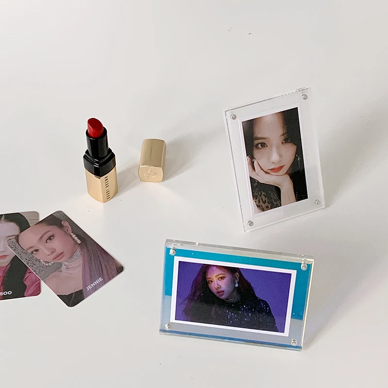 Acrylic Photo Frame 3 Inch 74mmx104mm Transparent Cards Display Magnetic Desktop Decoration Card Holder Home Supplies