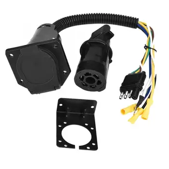 

12V 4Pin to 7Pin Trailer Socket Adapter Plug Converter Connector Bracket for Trailer Caravan Plug Adapter