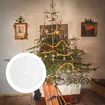 

1pc Christmas Tree Skirt Stylish Fashion Tree Skirt Plush Apron White Plush Carpet Xmas Tree Bottom Cover Decoration for Stores