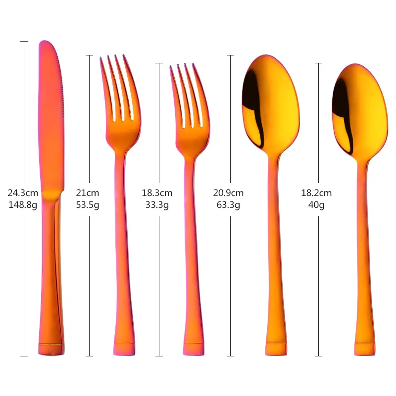 24 шт градиентный 304 из нержавеющей стали волшебный красный набор посуды набор вилок нож из нержавеющей стали столовое серебро набор домашней посуды - Цвет: A5