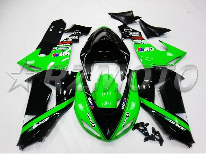 4 бесплатных подарка Лидер продаж ABS полный обтекатель комплект подходит для Kawasaki Ninja ZX-10R ZX10R 2006 2007 06 07 обтекатели зеленый черный