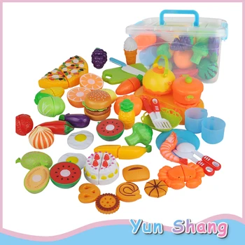 

44pcs Pretend Play Plastic Food Toy Cutting Fruit Vegetable Food Pretend Play Children Cutting Fruits Vegetables Pretend Play