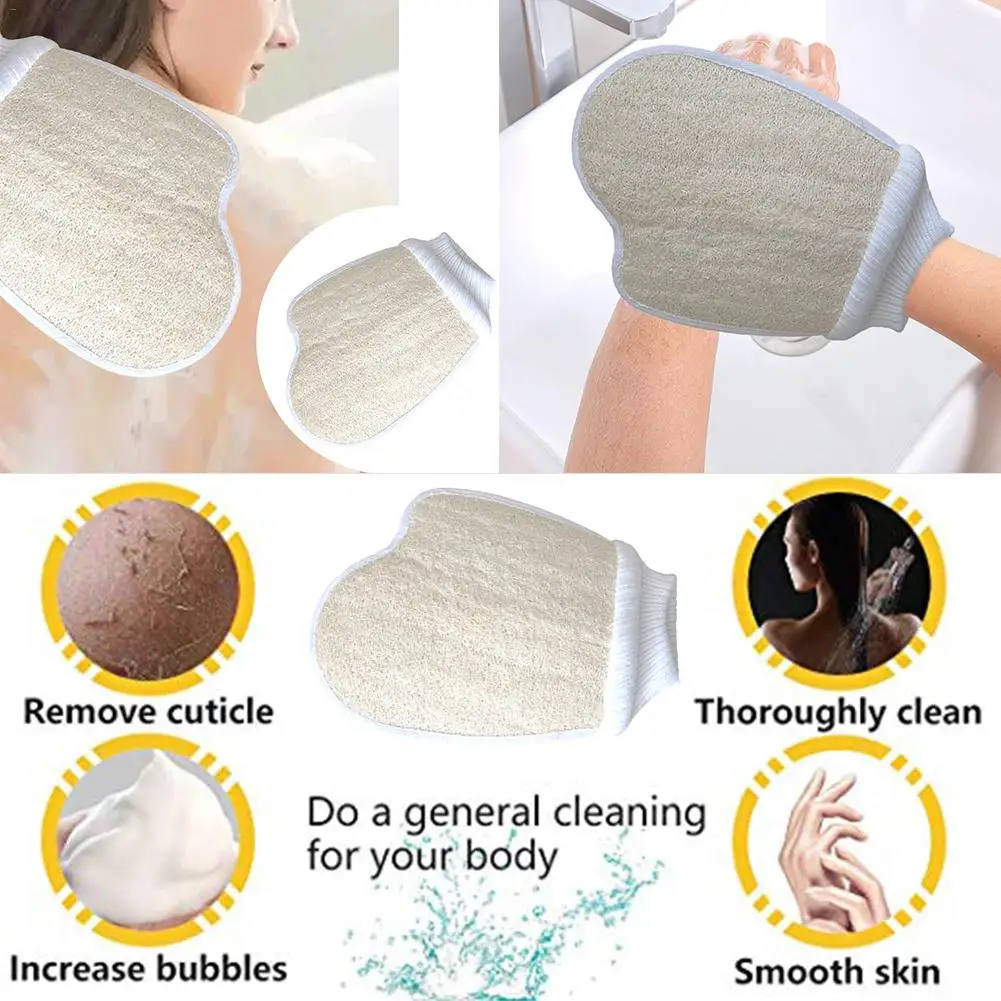 Loofah перчатки, мочалка из люфа, натуральная люфа Мужская губка для ванны и душа-роскошные спа отшелушивающие аксессуары для женщин/мужчин