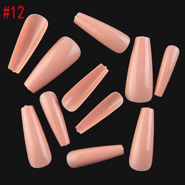 Full Cover Coffin Fake Nails Artificial Press on Nails Long Ballerina Design Clear/Natural/white False Nails Art Tips