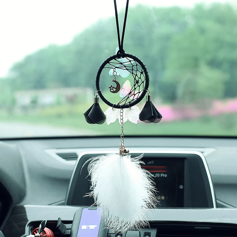 

Dream Catcher Car Pendants In Auto Mirror Car Accessories For Girls Home Wall Decor Flower Pendants Car Hanging Ornaments Gifts