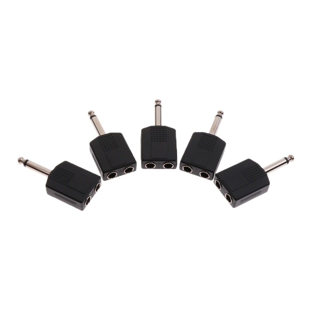 5x Mono 6.35mm/6.5mm Socket Guitar Mono Jack Plug Y Splitter Audio Adapter