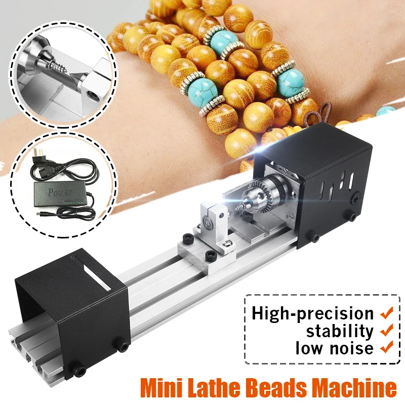 

100W Mini Lathe Beads Machine DIY Woodworking Lathe Polishing Grinding Drill Tool Carving Cutter Wood Lathe Polishing Drill Tool