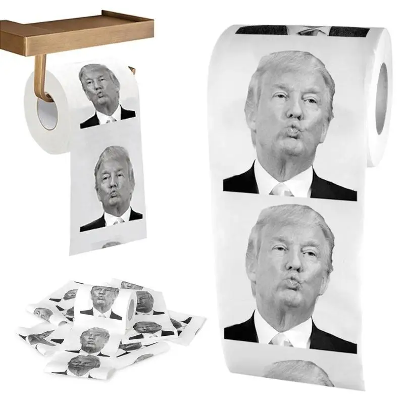1 рулон Новинка Дональд Трамп поцелуй печатная туалетная бумага рулон шутка салфетка подарок кухонные бумажные полотенца домашняя Чистящая бумага в рулоне