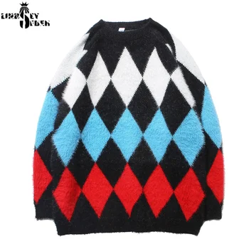

Lindsey Seader Mens Sweaters 2020 Pullover Knit Longsleeve Sweater Fleece Wool Cardigan Male Rhombic Warm Winter Inside Outwear