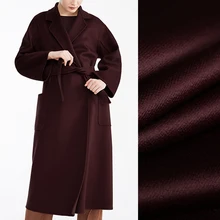 Quality 155CM Wide 750G/M Weight Dark Coffee Color Double-faced Water Wave Cashmere Wool Autumn and Winter Overcoat Fabric E1145