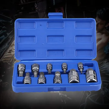 

10Pcs 12 Point Triple Square Splined Bit Socket Set M4-M18 1/4" 3/8" 1/2" Drive Repair Tool Kit for automobile repair maintenanc