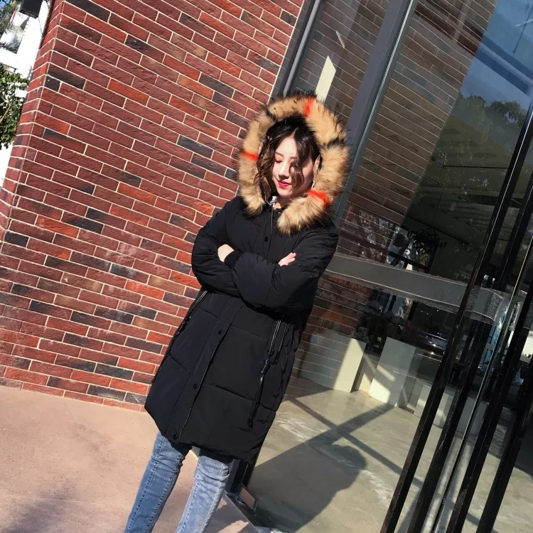 

2018 Winter New Style Korean-style Versatile Loose Thick down Jacket Cotton-padded Clothes Mid-length Large Fur Collar Hooded do