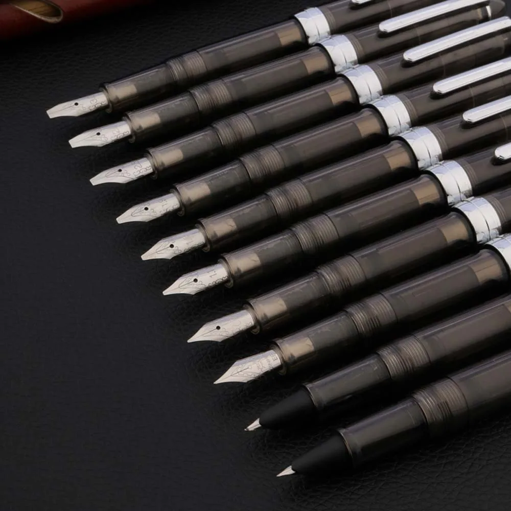 Jinhao 992 Plastic Transparent Black Fountain Pen Gothic Parallel Art Body Flat Tip Nib Calligraphy Pen Fountain Pen Calligraphy Pen