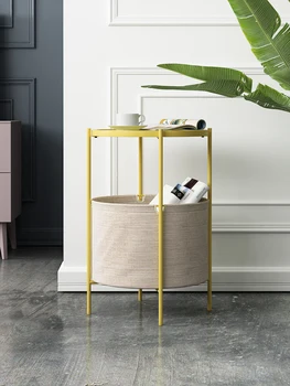 

Simple tea table large capacity modern living room side table hidden floor corner table tea table round small tea table removabl