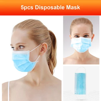 

cz us stock 5-200pcs Disposable Face Mask Elastic Earloop 3-Layer Soft Breathable Protective Non-woven Mask for Dust Mouth Masks