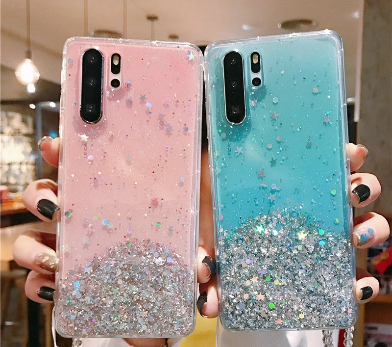 Glitter Cases For OPPO F1 F3 R9 R11 R11s Plus R9S R15 R17 Pro Bling Sequin Funda Silver Foil Clear Soft Cover Star Sparkle Coque | Мобильные